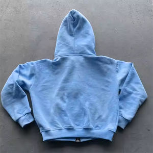 Meilleure vente de sweat à capuche délavé à l'acide pour hommes couleur bleu ciel vêtements de rue sweats à capuche pour hommes à la mode pour l'hiver - Product Image 2