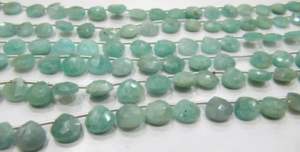 Natural Amazonite <b>heart</b> <b>Shape</b> Briolette Faceted size 8mm beads strand 8 inches long - Product Image 2