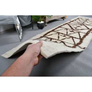 พรมขนสัตว์ตุรกีวินเทจ3 'x 11' การเย็บปะติดปะต่อกันชาติพันธุ์ในสีเบจสีน้ำตาลสำหรับตกแต่งห้องนั่งเล่นยางหลัง4เมตรกว้าง" - Product Image 3