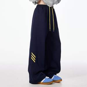 กางเกงสเวตเตอร์ผ้าฝ้ายลำลองสำหรับผู้ชายกางเกงสเวตเตอร์ผ้าคอตตอนสำหรับ100% เอวกลางขากว้างแบบกำหนดเองได้ - Product Image 2