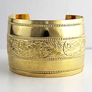 1940 californie vert Floral nouvel an marron vieilli en laiton torsion bracelet bracelet bijoux américain en laiton bracelet Artisan bijoux - Product Image 2