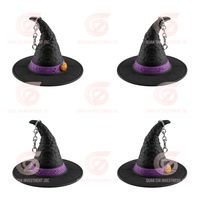 Llavero de PVC Personalizado de Halloween |   Llavero de goma con diseño de sombrero de bruja y calabaza 3D, multifunción, ecológico, sin níquel, regalos