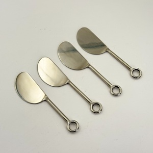 Juego de Utensilios para Queso de Acero Inoxidable, Juego de Queso Redondo Plateado, Juego de Esparcidores de Queso, Mango Circular, Precio Más Bajo en India - Product Image 3