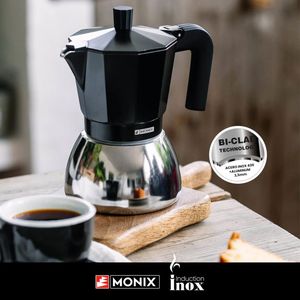 Caffettiera italiana in acciaio inox per induzione, nera, 6 tazze (Monix M863006) - Product Image 4