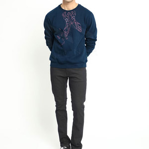 Sudadera lisa de poliéster y algodón de estilo único con sudadera de manga larga con cuello redondo para hombre - Product Image 3