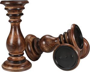 Juego de 3 Portavelas de Madera Estilo Rústico, Color Blanco Lavado, para Centros de Mesa, Repisa, Hogar - Product Image 4