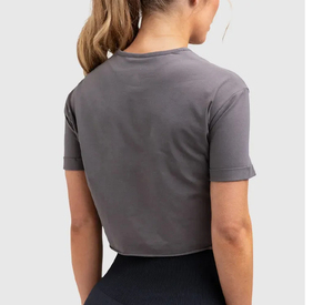 Camiseta corta de manga corta a cuadros para mujer para deportes gimnasio verano ecológico secado rápido transpirable - Product Image 1