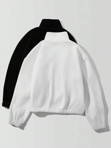Sudadera de mujer Casual Stand Collar manga larga cómoda moda y transpirable cuello alto cremallera sudaderas cortas para mujer - Product Image 4