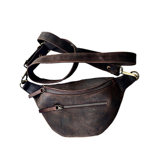 Sac de taille de voyage unisexe en cuir noir et PU imperméable avec fermeture à glissière Logo personnalisable et impression colorée pour hommes - Product Image 4