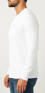 Camiseta Casual de Manga Larga para Hombre, Cuello en V, Corte Ajustado, Estilo Deportivo, Personalizable, Ecológica, Transpirable, Antiarrugas, Tejido Waffle - Product Image 3
