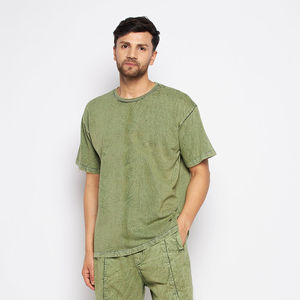 Camiseta Extra Grande de Estilo Hip Hop para Hombre, Lavada al Ácido, con Logotipo Personalizado, Estilo Vintage, Diseño Sólido, Precio Económico - Product Image 1