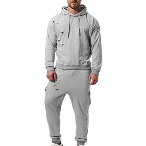 Conjunto Deportivo Casual para Hombre, Estilo Desgastado, Dos Piezas, Sudadera con Capucha y Pantalones Deportivos, Productos de Moda - Product Image 1