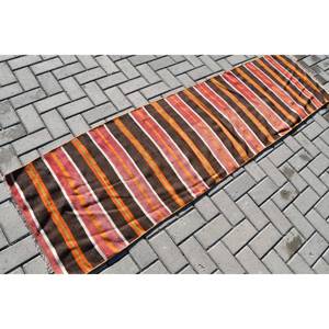 Tapis turc vintage moderne, marron, orange, patchwork, 21x77 pieds, style classique pour le salon, voiture, laine, viscose, latex - Product Image 2