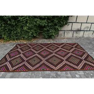 Tapis Turc Vintage Moderne 5.8 X 10.4ft Classique Rectangle Motif Marron Beige Laine Faux Lapin Fourrure Support pour Adolescents 4m Largeur - Product Image 4