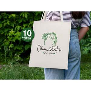 Customizable Eco-Friendly Natural Cotton Wedding Welcome <b>Bags</b> Multi-Color Print Reinforced Seams Reusable for Bridal - Product Image 2