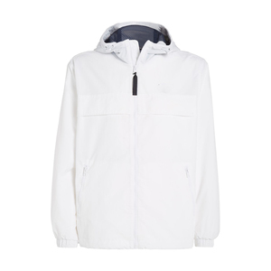 Wholesale Custom Men's <b>White</b> Windbreaker <b>Jacket</b> Waterproof Lightweight Breathable Reversible Hooded Outdoor Sports Front Coat - Product Image 1