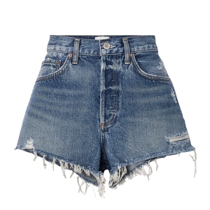 Pantalones cortos vaqueros de mezclilla para mujer Essentials Casual desgastados cintura alta dobladillo deshilachado pantalones cortos elegantes de verano Pantalones cortos personalizados para mujer - Product Image 1
