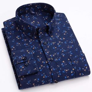 100% algodón Oxford hombres camisa Floral manga larga a cuadros hilo teñido completo Casual camisas hombres camisas - Product Image 4
