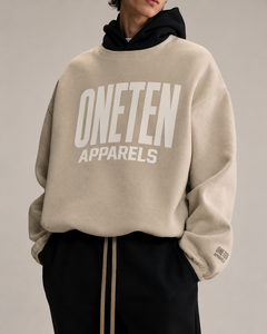 เสื้อฮู้ดโอเวอร์ไซส์ผู้ชาย ONETEN APPARELS ทรงปกติ ผ้าฝ้ายเฟรนช์เทอร์รี่ สไตล์ลำลอง พิมพ์ลายตัวอักษร โลโก้ด้านหน้า เหมาะสำหรับใส่ในฤดูใบไม้ร่วง - Product Image 3