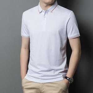 Camiseta de manga corta con logotipo personalizado OEM POLO de solapa informal de negocios para hombre, polos finos simples de estilo coreano para jóvenes para hombre - Product Image 1