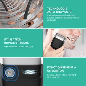 Mini Afeitadora Eléctrica Portátil Recargable por USB para Hombre, Plateada, con Doble Cuchilla Rotatoria, Resistente al Agua y Lavable para el Rostro - Product Image 4