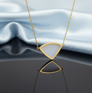 Elegante collar blanco lechoso de 16 pulgadas 15g |   Collar con Colgante de Plata 925, Chapado en Oro de 18K, para Bodas y Fiestas - Product Image 2