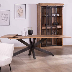 Industrial Extendable Mango Wooden & Metal Base Home <b>Kitchen</b> Restaurant Use Dining <b>Table</b> With <b>Folding</b> Natural & Black Finish - Product Image 5