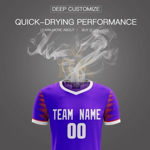 ชุดกีฬาฟุตบอลชุดเต็มตัวผ้าโพลีเอสเตอร์แห้งเร็วสีม่วงดำแบบปรับแต่งได้100% - Product Image 3