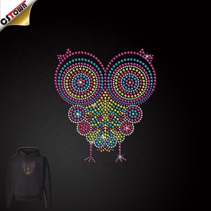 Bán hàng nóng Rhinestone nhiệt chuyển cô gái owl Rhinestone chuyển sắt trên t Áo sơ mi thiết kế - Product Image 1