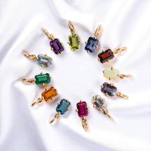 High Quality Gold Plated Emerald <b>Quartz</b> Pendant Prong Setting Baguette Charm for Christian Jewelry Making Birthstone <b>Necklace</b> - Product Image 5