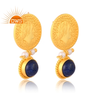 ต่างหูประดับอัญมณีไข่มุกชุบทอง18K ดีไซน์ใหม่ - Product Image 3