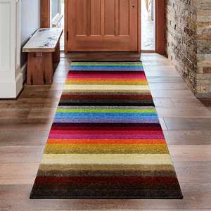 Netline Home Alya Boho Braided Area <b>Rug</b> Multicolour Striped Plush Hallway Runner for Bedroom - Product Image 3