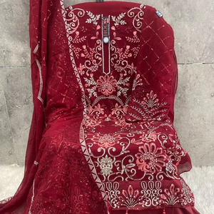 Top tradicional Fox Georgette Con parte inferior Santoon, Santoon interior y Georgette Dupatta Elegante ropa India para ocasiones festivas - Product Image 1