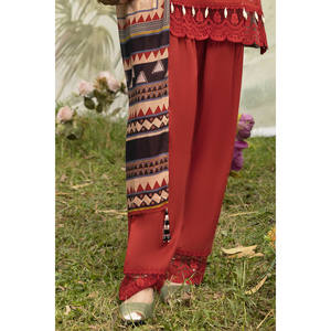 Ensemble 3 pièces en mousseline imprimée, col mandarin, longueur genou, personnalisable ODM, style chic et tendance pour femme SD-42146 Taille XS - Product Image 6