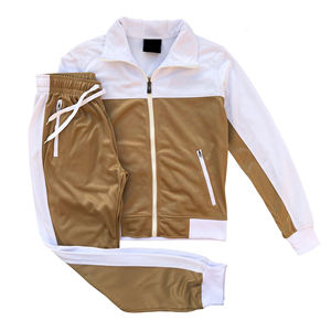 Vente flash - Ensemble de survêtement décontracté unisexe, fermeture éclair intégrale, coupe classique, polyester uni, veste et pantalon de survêtement - Product Image 6