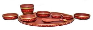 Handcrafted Terracotta Eco-Friendly Reusable Portable Large Dinner Set with Handpainted Design - Product Image 2