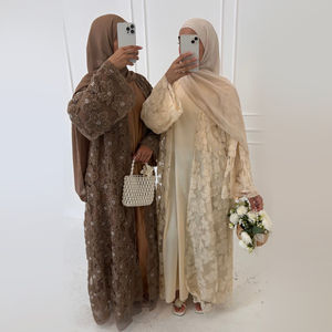 New Abaya Factory OEM/ODM Dubai Abaya Luxury EID Islamic <b>Kimono</b> Muslim Women <b>Dress</b> 3D Textured Floral Modest Gorgeous Abaya - Product Image 1