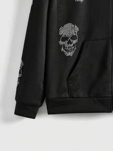 <b>Men</b> Street <b>Zip</b> <b>Hoodie</b> <b>Black</b> Gothic Skull Design Oversized Casual <b>Hoodie</b> Jacket Trendy Winter Wear - Product Image 6
