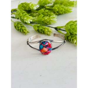 Navajo Handmade Mohave Turquoise & Sterling <b>Silver</b> Fashion <b>Cuff</b> <b>Bracelet</b> - Product Image 1