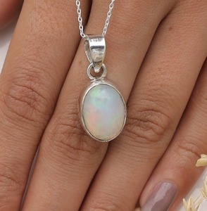 925 timbre Boho Style parfait cadeau de mariage pendentif bijoux 925 en argent Sterling fait à la main pierre précieuse opale Spinner pendentif - Product Image 2