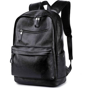 Mochila para ordenador portátil de cuero negro al por mayor para hombres, mujeres, viajes de trabajo, mochila escolar ligera, mochila para estudiantes universitarios - Product Image 1