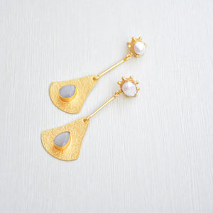 Pendientes de Latón al por Mayor con Perlas y Piedras Preciosas Auténticas, Textura Mate de Latón, Sin Níquel, Duraderos, Perfectos para Venta al por Mayor - Product Image 2