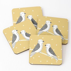 1371 Mango <b>Wood</b>/Acacia <b>Wood</b> Over Printed <b>Tea</b> Serving Coasters 4 Pieces <b>Set</b> - Product Image 3