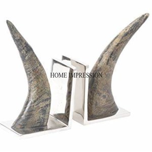 Más demandado Acabado de color plateado Espejo brillante Cuerno pulido Diseñador Más elegante Aspecto único Sujetalibros de calidad premium - Product Image 3