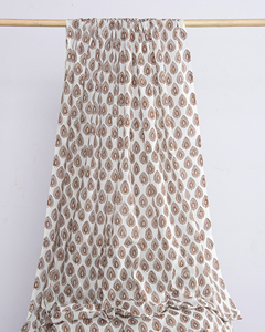 Robe en coton biologique fait à la main légère impression florale bloc imprimé costume chemise tissé Technique doux décor à la maison sac rideau - Product Image 3