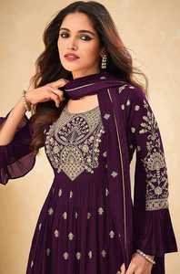 ชุดแต่งงานที่ดูสง่างามดีไซน์เนอร์ล่าสุดผ้าทอจาก georgette salwar kameez - Product Image 4