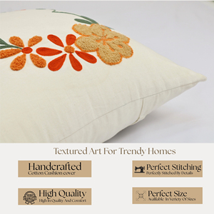 Hand Embroidered <b>Floral</b> Wreath <b>Cushion</b> <b>Cover</b> | Boho Decorative Throw Pillow <b>Cover</b> Plant Portrait Designs Portable Customizable - Product Image 3