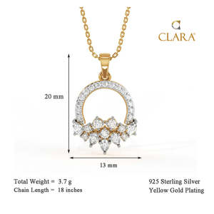 Collar con Colgante Tica de Plata de Ley 925 CLARA, Diseño Geométrico de Flor, Rodio, Moderno, para Compromiso, con Zirconia - Product Image 4