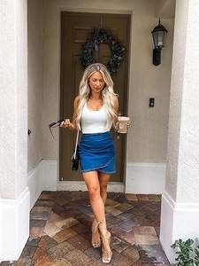 Hot Sale Custom Design Pleated Casual <b>Denim</b> <b>Skirts</b> Customized Breathable Cotton New Style Best Price <b>Knee</b>-<b>Length</b> for Women - Product Image 4