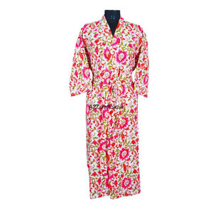 Nuevo Kimono Elegante de Alta Calidad con Estampado Digital 100% Algodón, Cuello en V, Largo Completo, con Diseño Floral para Mujer - Product Image 2